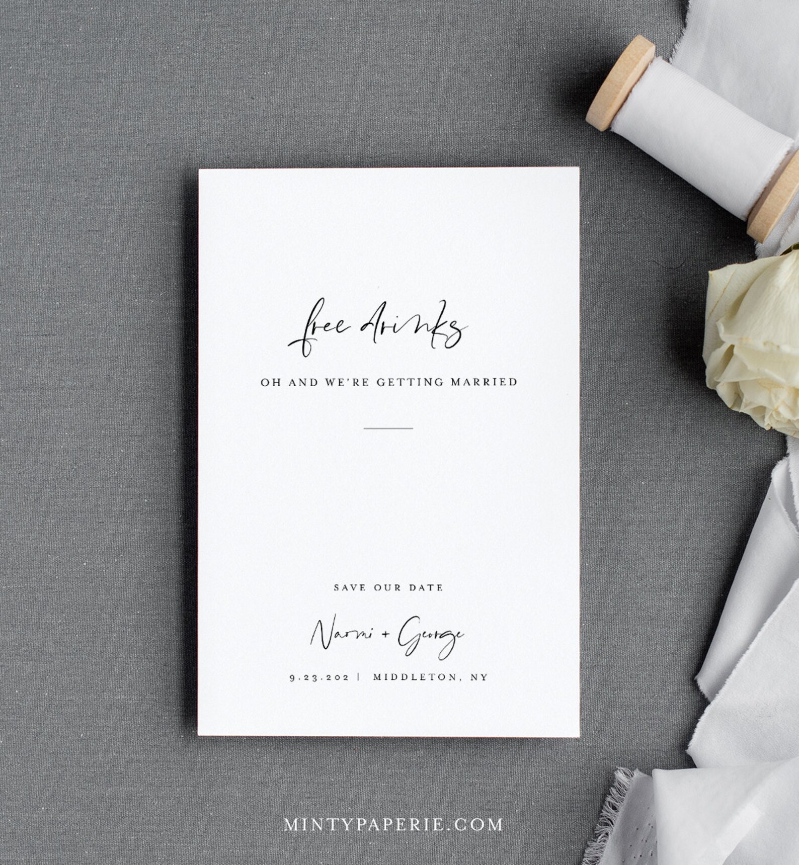 Save the Date Template Free Drinks 100% Editable Text Funny - Etsy