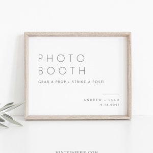 Photo Booth Sign, Printable Minimalist Wedding Photo Booth Props, Modern Photobooth Sign, Instant Download, Templett, 8x10 #094-20S