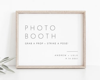 Photobooth Schild, druckbare minimalistische Hochzeit Photobooth Requisiten, modernes Photobooth Schild, Instant Download, Templett, 8x10 #094-20S