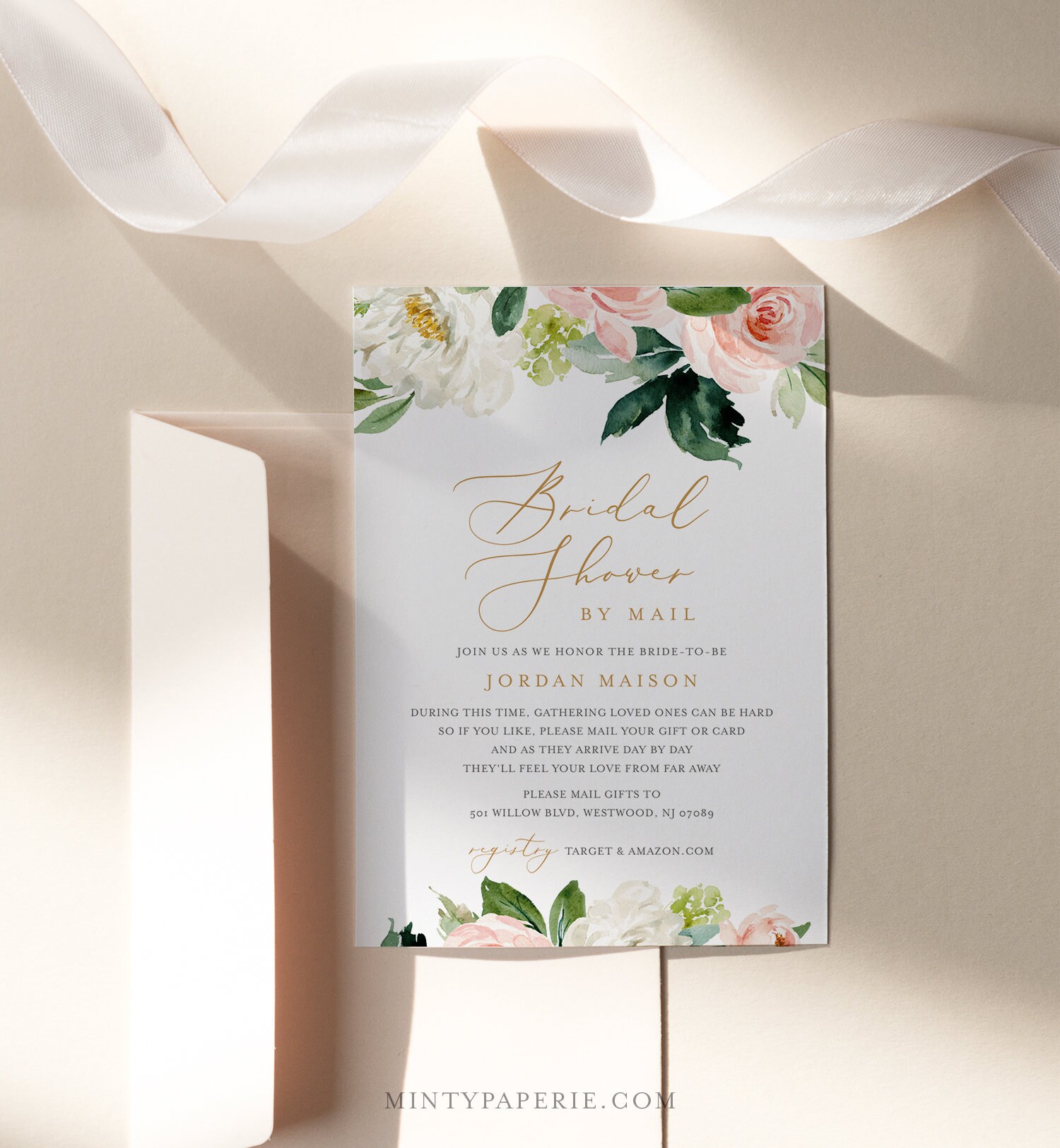 Bridal Shower by Mail Invitation Template, Editable Social Distancing Shower Invite, Quarantine