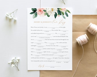 Funny Bridal Shower Game Printable | Mad Libs | Custom Wed Libs | Editable Template | Instant Download | DIY Wedding Shower Game #043-109BG