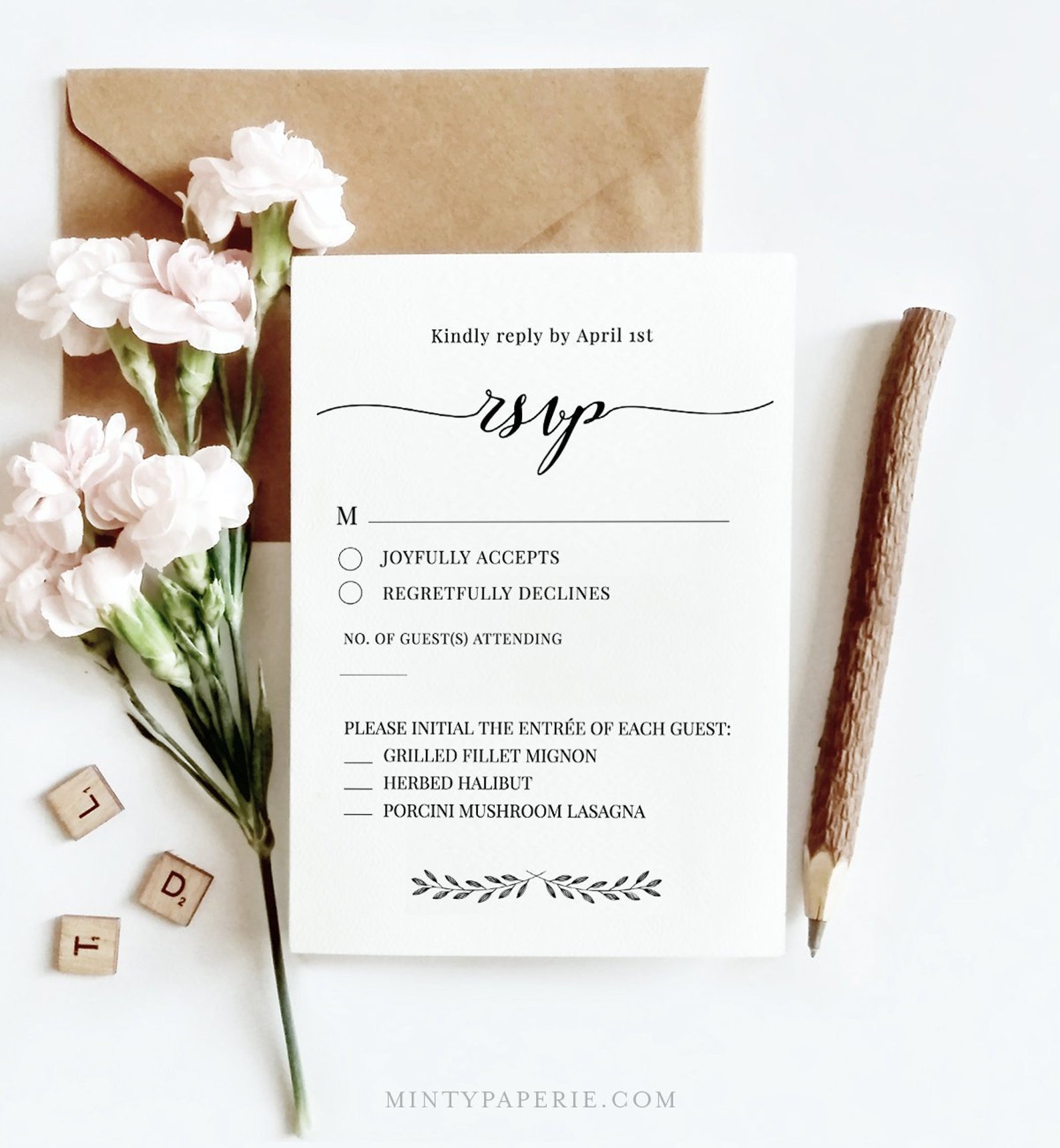 RSVP Card Template Printable Wedding Response Card 100 Etsy