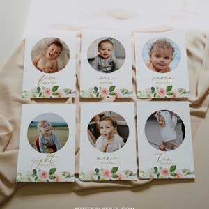 Erstjähriges Fotobanner, Babyfotos, 1. Geburtstagsparty-Dekor, 100% bearbeitbare Vorlage, sofortiger Download, Templett, 4x6, 5x7 #043-102FYB