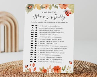 Ladybug Who Said It, Mommy or Daddy Game, Girl Baby Shower, Editable Template, Instant Download, Templett, 5x7 #0069-28BAG