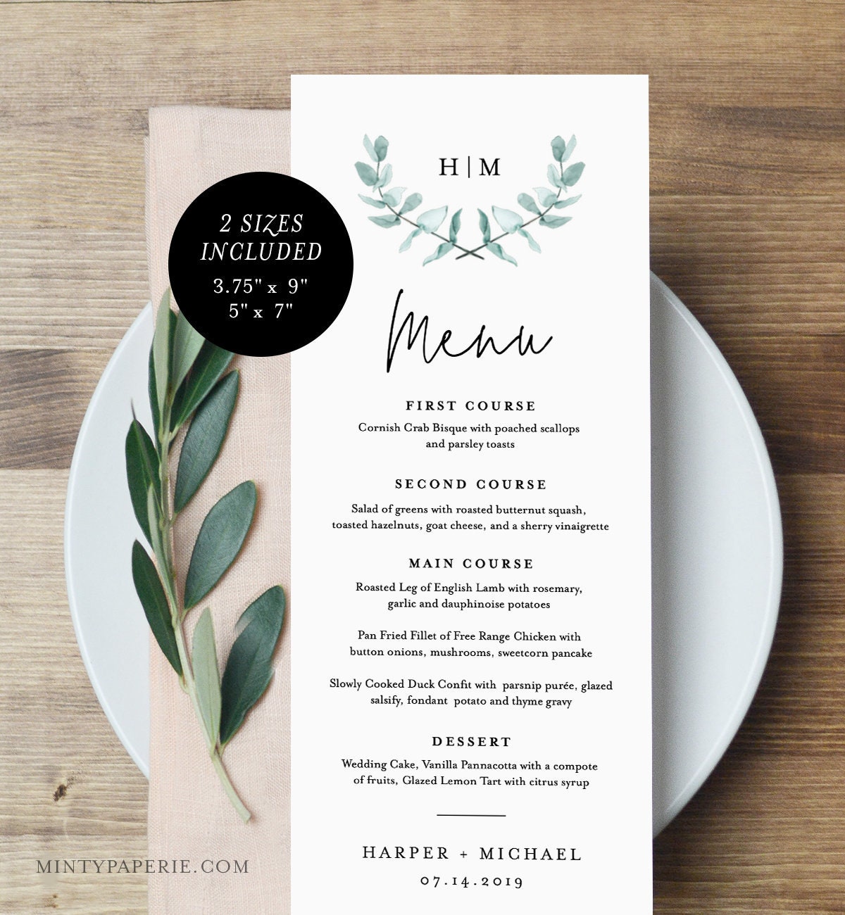 Printable Dinner Menu Template