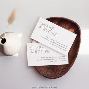Minimale Rezept Wunschkarte, Rezept teilen, Brautparty Einsatz, Sofort Download, Bearbeitbare Vorlage, 3.5x2 #094-131RCR