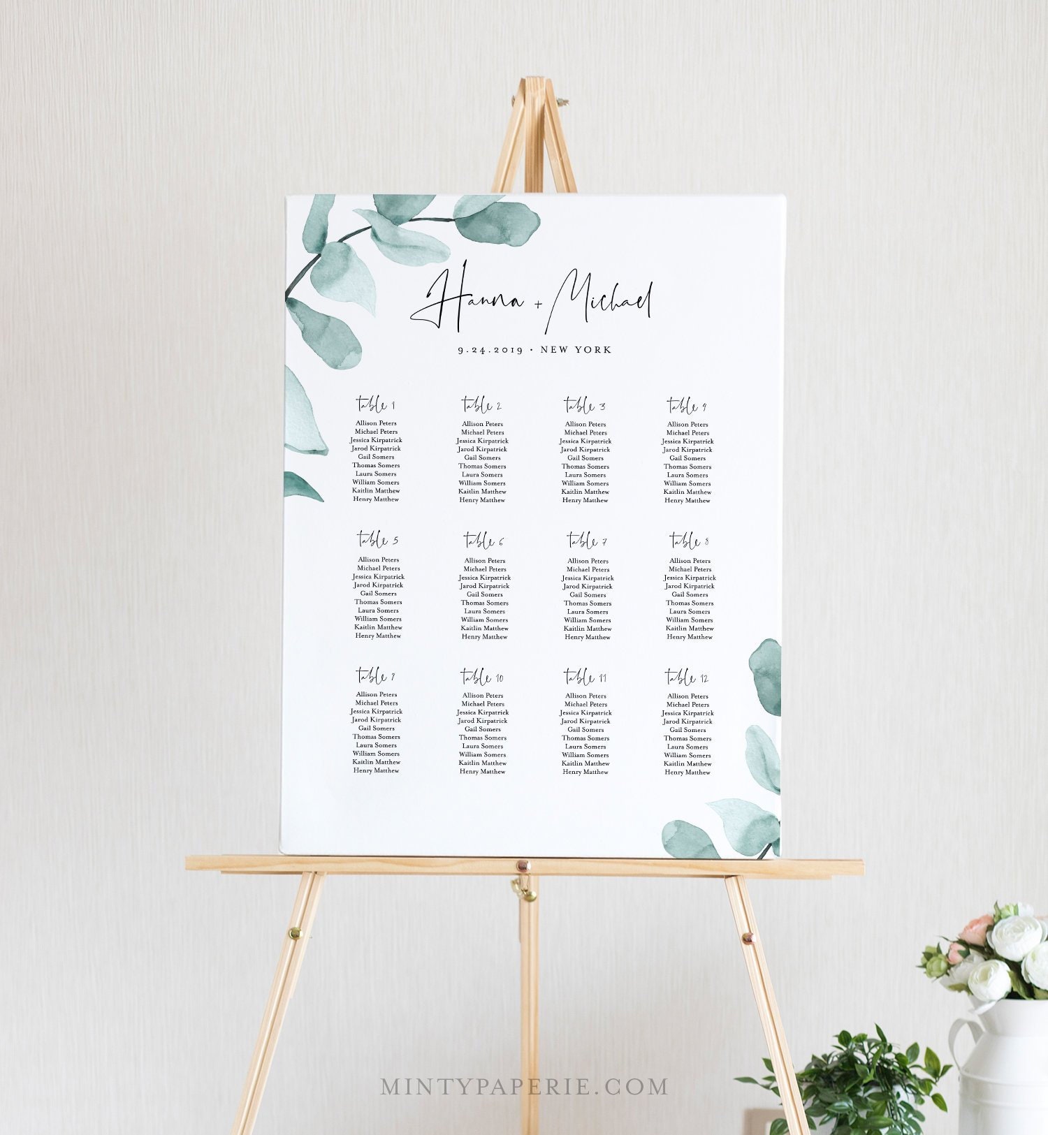 Wedding Seating Chart Poster Size