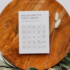 Bachelorette Bingo Game, Hen Party Game, Minimal, Dirty Bingo, Editable Template, Customize, Instant Download, Templett, 5x7 #0026B-111BACH
