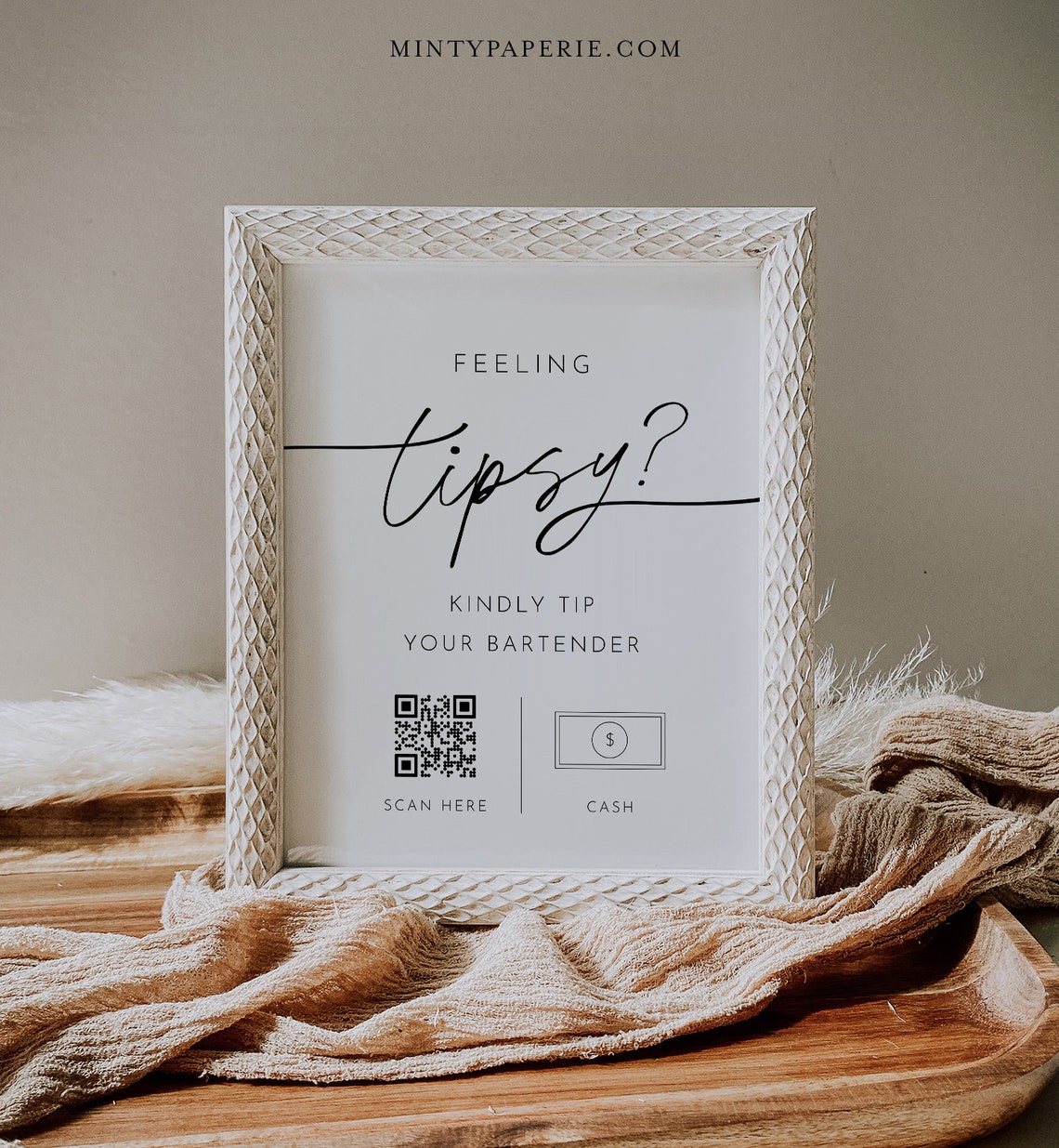 Tip Your Bartender Sign, Feeling Tipsy, Venmo Tip Sign, Wedding Bar Tip ...