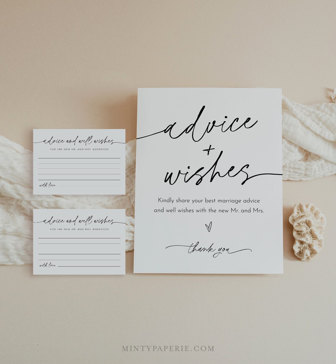 Advice &amp; Wishes Sign and Card Guest Book Printable Well - Etsy