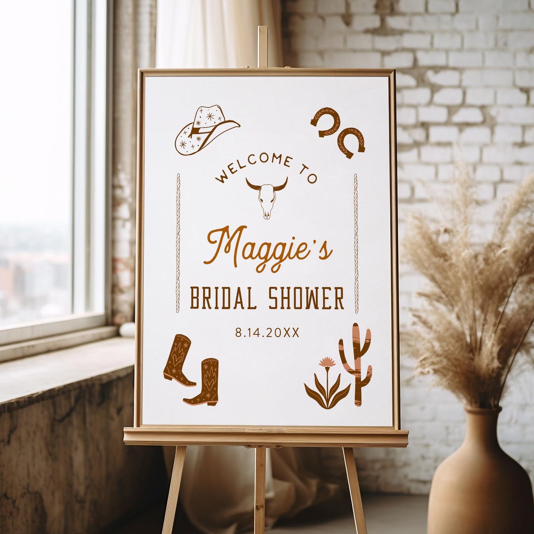 Western Bridal Shower Welcome Sign, Country Rodeo Bridal Poster ...