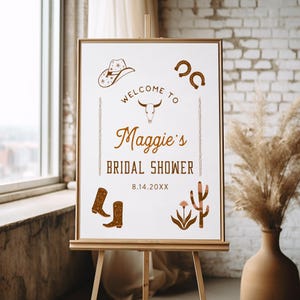 Western Bridal Shower Welcome Sign, Country Rodeo Bridal Poster, Editable Template, Instant Download, Templett, 18x24, 24x36 #0040-339LS