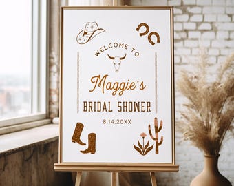 Western Bridal Shower Welcome Sign, Country Rodeo Bridal Poster, Editable Template, Instant Download, Templett, 18x24, 24x36 #0040-339LS