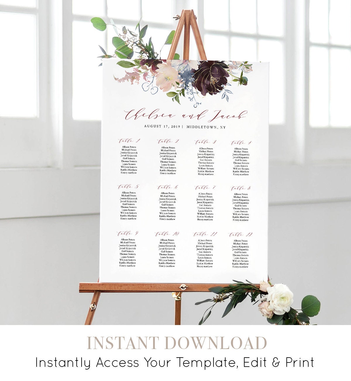 Wedding Seating Chart Sign Template