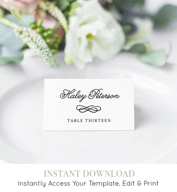 wedding place card template printable escort card name card etsy