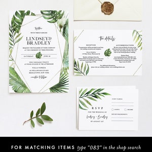 Monstera Thank You Letter, Napkin Note, Printable Tropical Wedding Menu Thank You, Editable Template, INSTANT DOWNLOAD, Templett #083-132TYN image 5