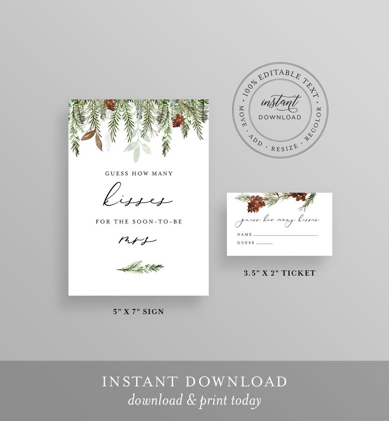 How Many Kisses Bridal Shower Game Hershey Kisses Game Etsy