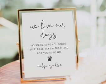Doggie Treats Sign, Pet Treat Favor Sign, Dog Treat, Minimalist