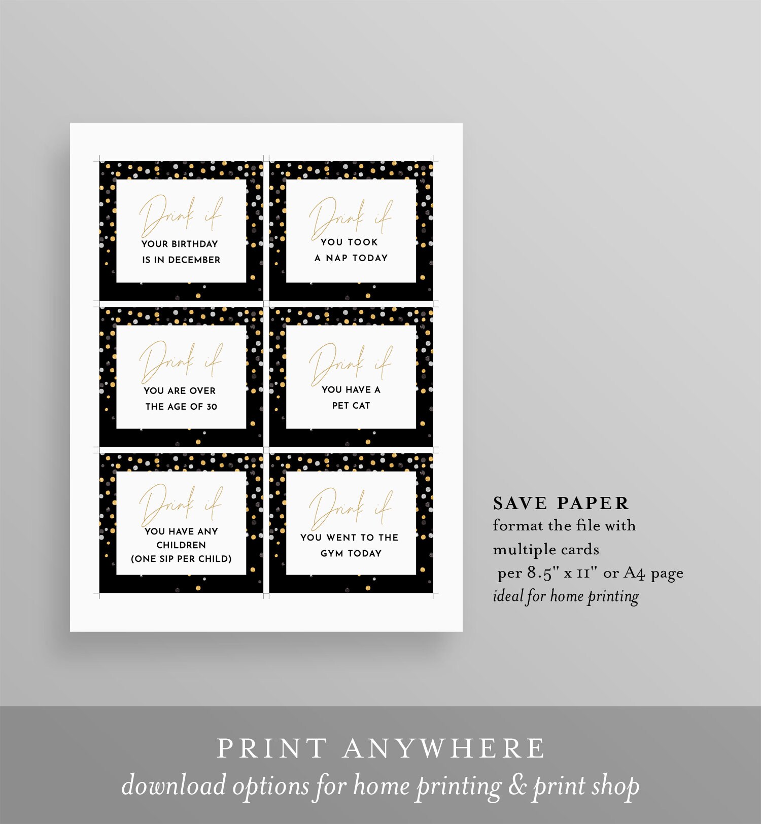 New Year Drink Game, Printable New Year's Eve 2023 Party Game, Drink If ...