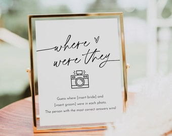 Where Were They Bridal Shower Game Template, Couples Photo Game, Minimalist Bridal Shower, Editable, Instant Download, Templett #0032-14BRG