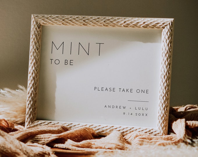 Mint to Be Sign, Wedding Favors Sign, Mint Favor, Bridal Shower Favor Sign, Editable Template, Instant Download, Templett, 8x10 #094-36S