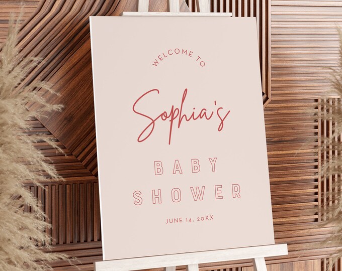 Modern Baby Shower Welcome Sign, Minimalist Poster, 100% Editable Template, Instant Download, Printable, Templett, 18x24, 24x36 #055-295LS