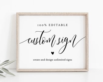 Editable Custom Wedding Sign Template, Bridal Shower Sign, Create Any Sign Unlimited Times, INSTANT DOWNLOAD, Printable, 5x7, 8x10 008-128CS