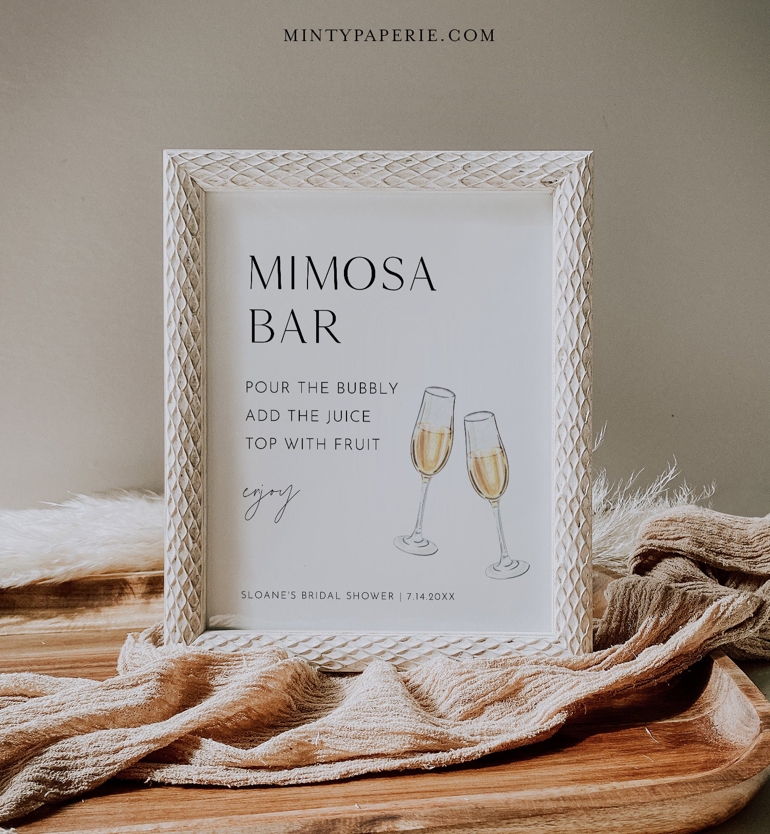 Mimosa Bar Sign & Tag, Bridal Shower Mimosa Sign, Wedding