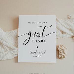 Wedding Guest Board Sign, Please Sign Our Guest Board, Guest Book Alternative, Editable Template, Instant Download, Templett, 8x10 008-83S image 2