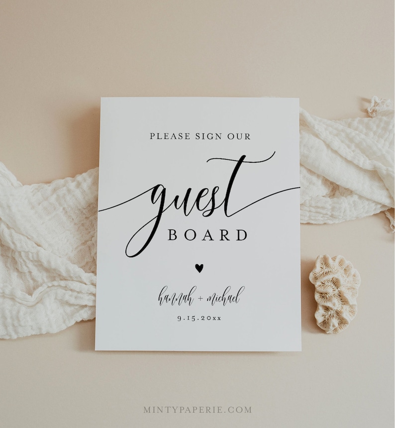 Wedding Guest Board Sign, Please Sign Our Guest Board, Guest Book Alternative, Editable Template, Instant Download, Templett, 8x10 008-83S image 2