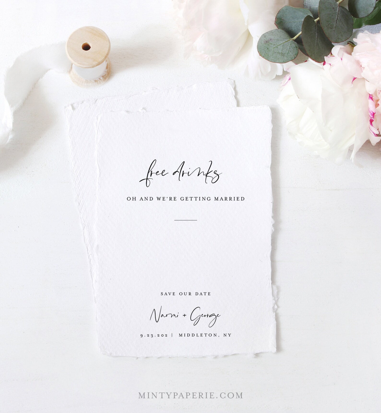 Save the Date Template Free Drinks 100% Editable Text Funny - Etsy