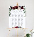 Wedding Seating Chart Template, Printable Boho Merlot & Blush Floral Seating Sign, 100% Editable Text, INSTANT DOWNLOAD #062-227SC