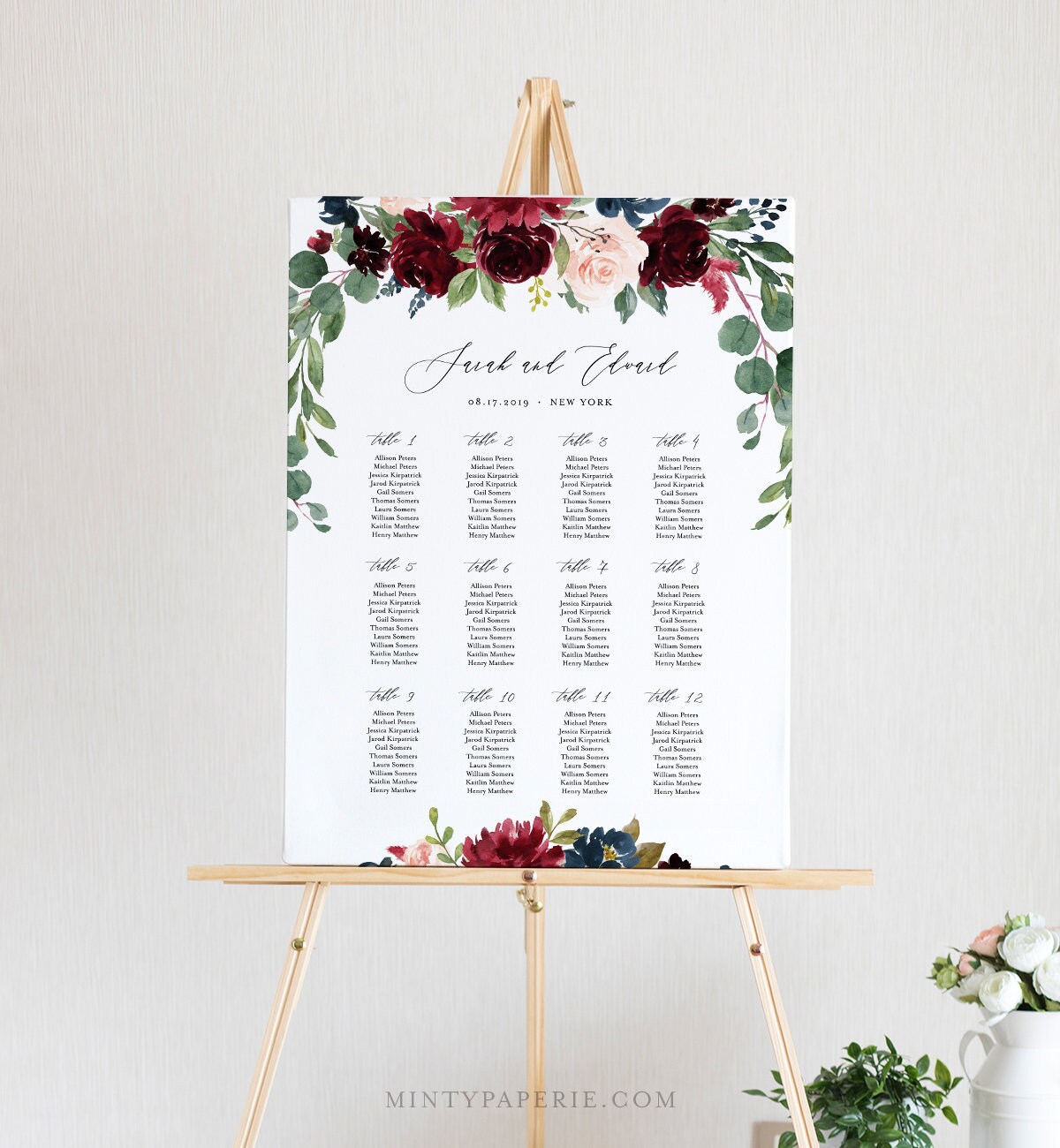 Wedding Seating Arrangement Template