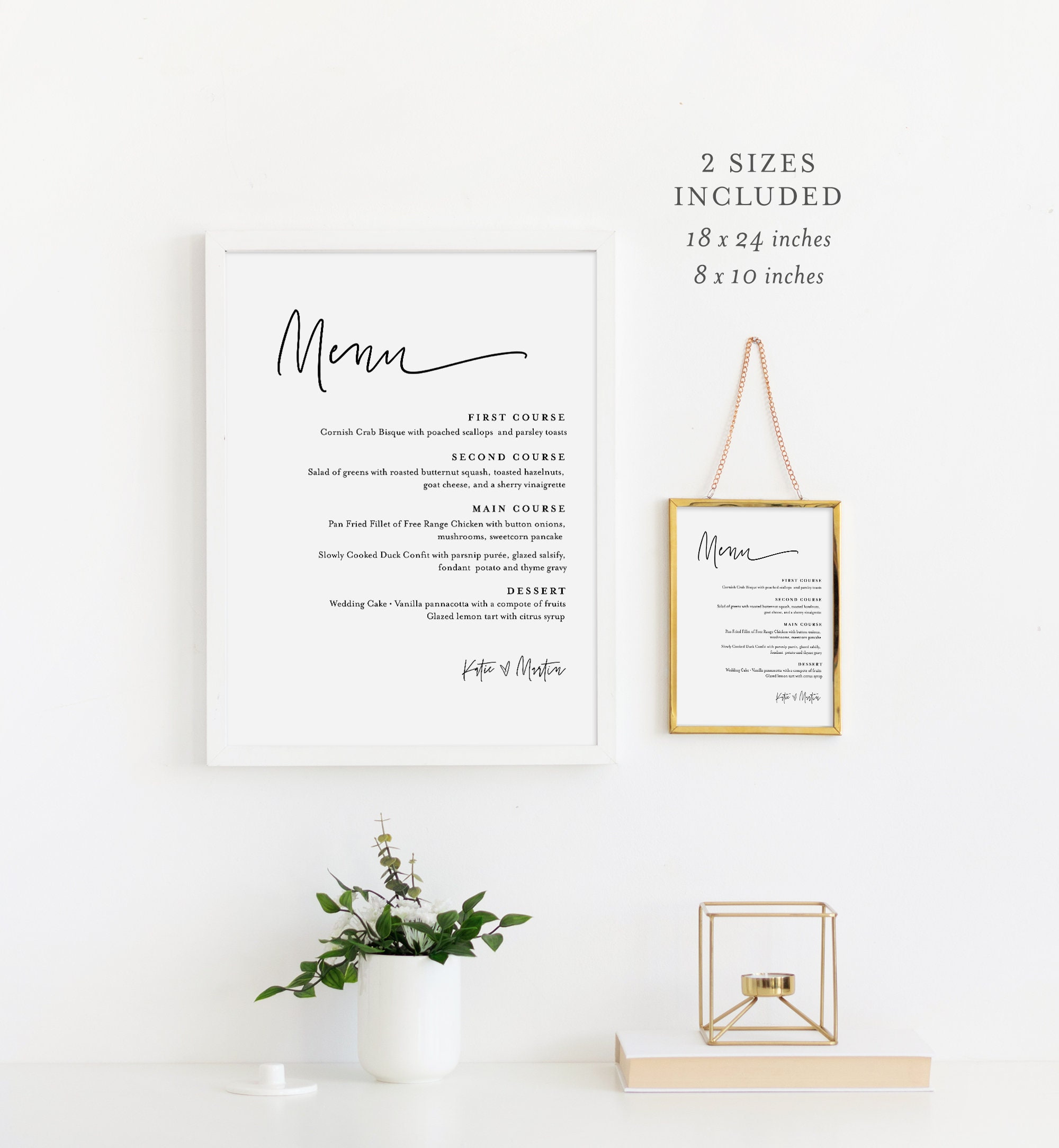 Wedding Menu Sign Template, INSTANT DOWNLOAD, 100% Editable, Printable Menu  Card and Poster Board, 4 Sizes: 5x7, 16x20, 18x24, 24x36 #CHM-04