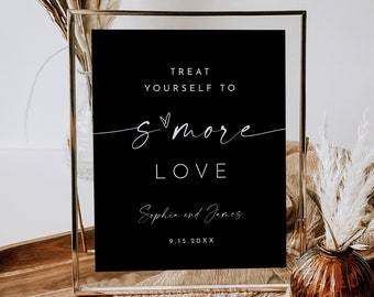 S'mores Sign, S'mores Favor Sign, Classic Black Wedding, S'more Love, Editable Template, Instant Download, Templett, 8x10 #0034B-57S