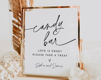 Candy Bar Sign, Love Is Sweet Take a Treat, Minimal Wedding Favors Sign, Candy Station, Editable Template, Instant, Templett 8x10 #0032-81S