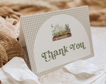 Fresh Market Thank You, Locally Grown Baby Shower, Bridal, Flat & Folded Card, Editable Template, Instant Download, Templett #0059-239TYC