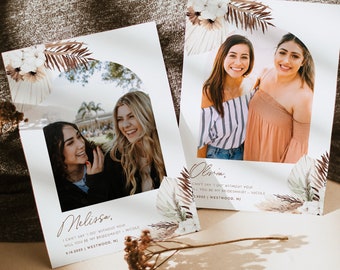 Photo Bridesmaid Proposal Card, Printable Will You Be My Bridesmaid, Maid of Honor, Bohemian, Editable Text, Instant Download #0028A-109BMB