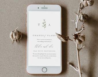 Change of Plans Announcement, Postponed Wedding Date, Digital, Social Media, Text Message, 100% Editable, INSTANT DOWNLOAD #0004B-109PA