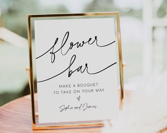 Flower Bar Sign, Minimalist Modern Bridal Shower / Wedding Favor, Build Your Bouquet, Instant, Editable Template, Templett #0032-322LS