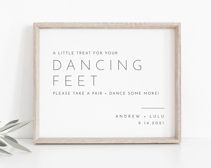 Flip Flop Sign, Wedding Dancing Feet Sign, Dance Floor Sign, Printable Flip Flop Favor, Instant Download, Templett, 8x10 #094-18S