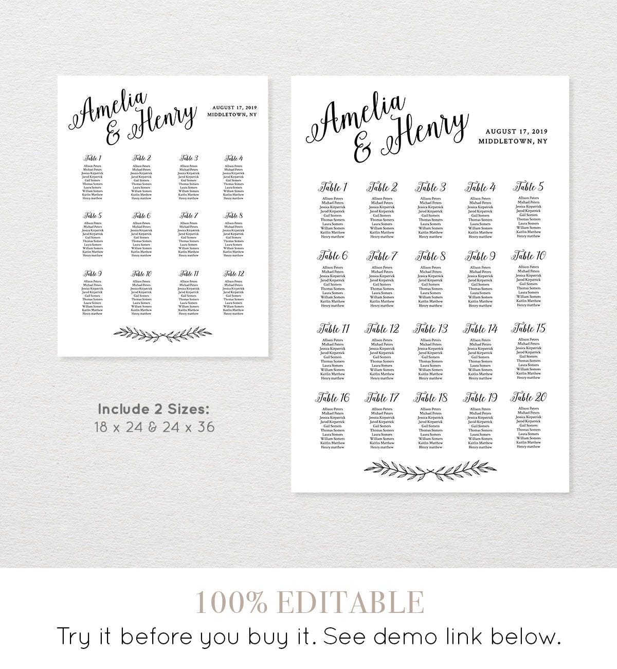 Printable Wedding Seating Chart Seating Plan Table - Etsy