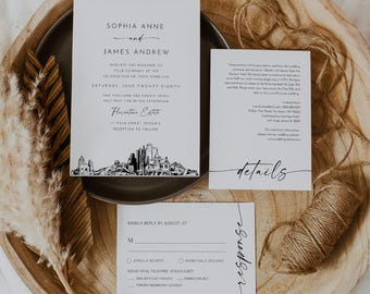 Phoenix Wedding Invitation Set, Phoenix Arizona Skyline, Photo Card, Editable Template, Includes Invite, RSVP, Details, Templett #0047