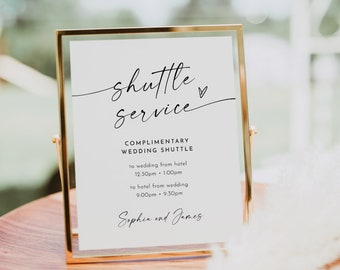 Shuttle Service Wedding Sign, Minimalist Transportation Sign, Trolly, Editable Template, Printable, Instant Download, Templett  #0034W-66S