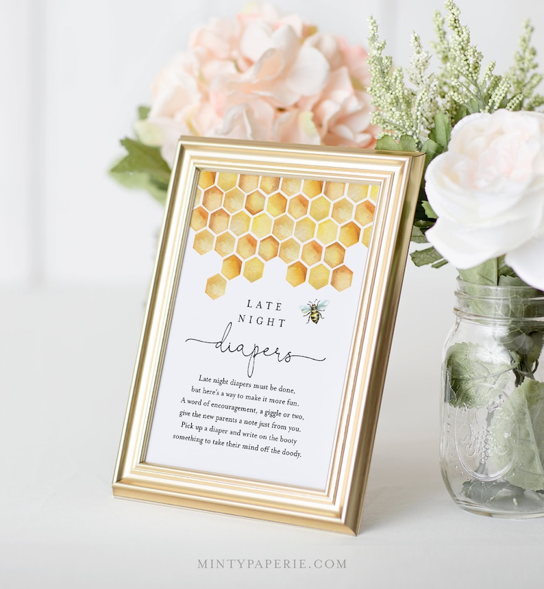 Baby Shower Game Bundle, Honey Bee, Honeycomb, Editable Templates, Personalize Questions, Instant Download, Printable, Templett #097BBGB image 5