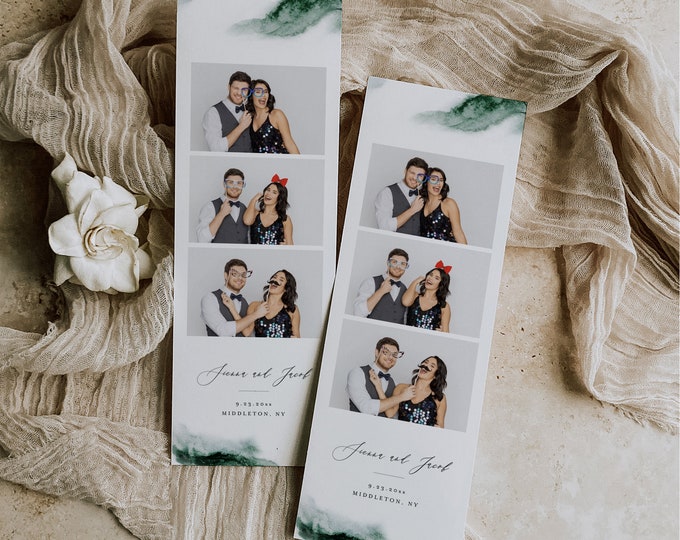 Photo Booth Strip Template, Watercolor Wedding Photo Booth Overlay, Photo Booth Frame, 100% Editable Text, Templett, 2x6, 4x6 #0002-101PBC