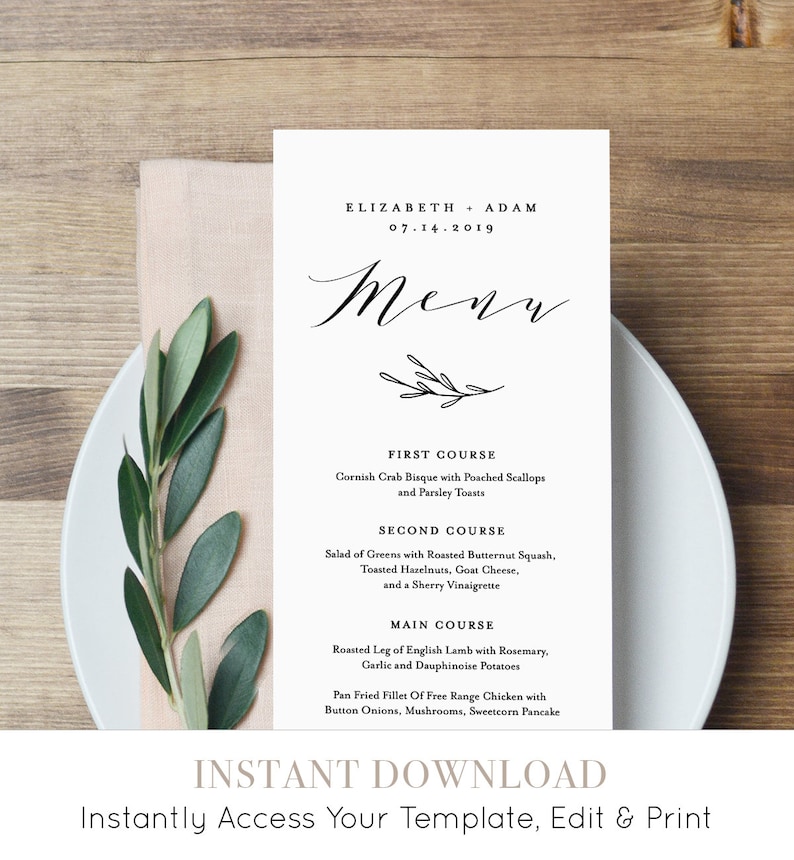 Minimalist Wedding Bundle, Classic Wedding Essential Templates, Invitation Suite, 100% Editable Text, Instant Download, Templett 037-BUNDLE image 5