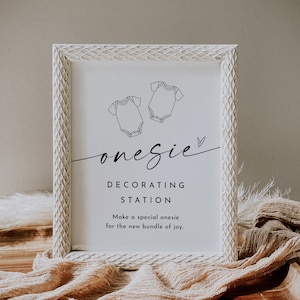 Dekorieren Sie ein Baby Outfit Schild, minimalistische Baby Shower Aktivität, bearbeitbare Vorlage, druckbar, Sofort Download, Templett, 8x10 #0034W-90S