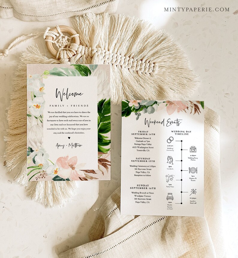 Tropical Welcome Letter & Itinerary Template Beach Wedding - Etsy