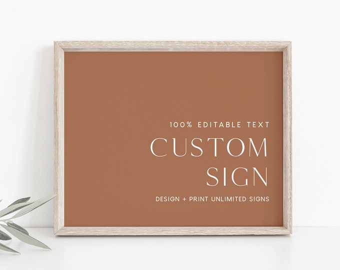 Terracotta Custom Sign Template, Terra Cotta Wedding Sign, Bridal Shower, Minimalist Unlimited Signs, INSTANT DOWNLOAD, Templett #0020-182CS